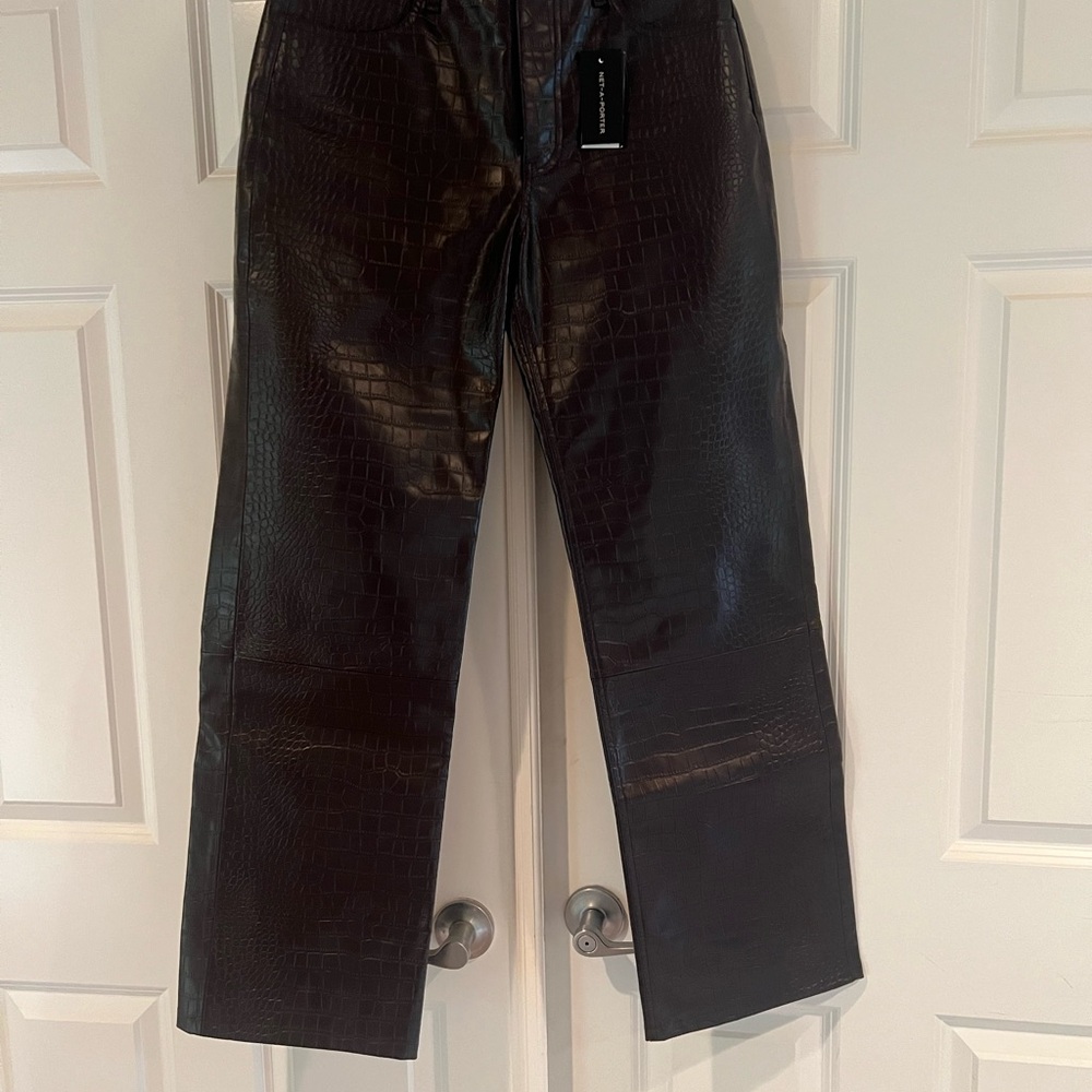 Black Croc-Embossed leather Pants